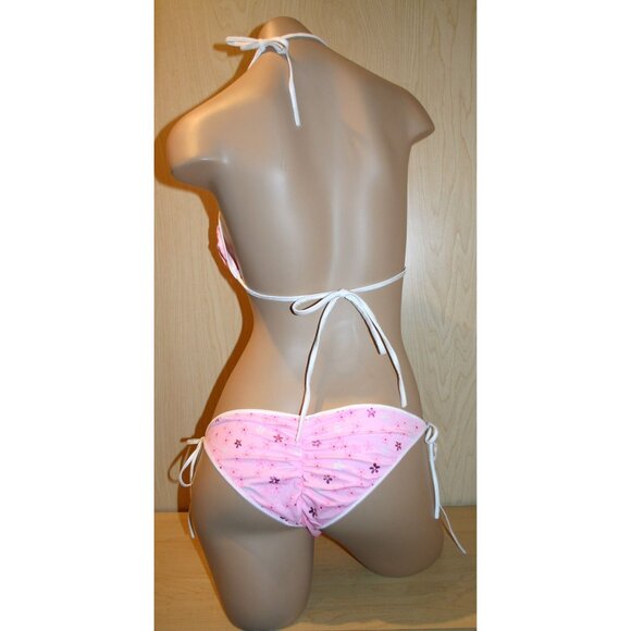 BODYZONE New Scrunch butt side tie and halter top set Pink floral Dancer - Picture 2 of 4